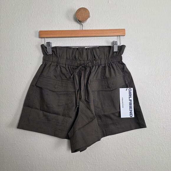 girlfriend collective Pants - NWT Girlfriend Collective Mercer Camp High Waist Paperbag Short Raven Small